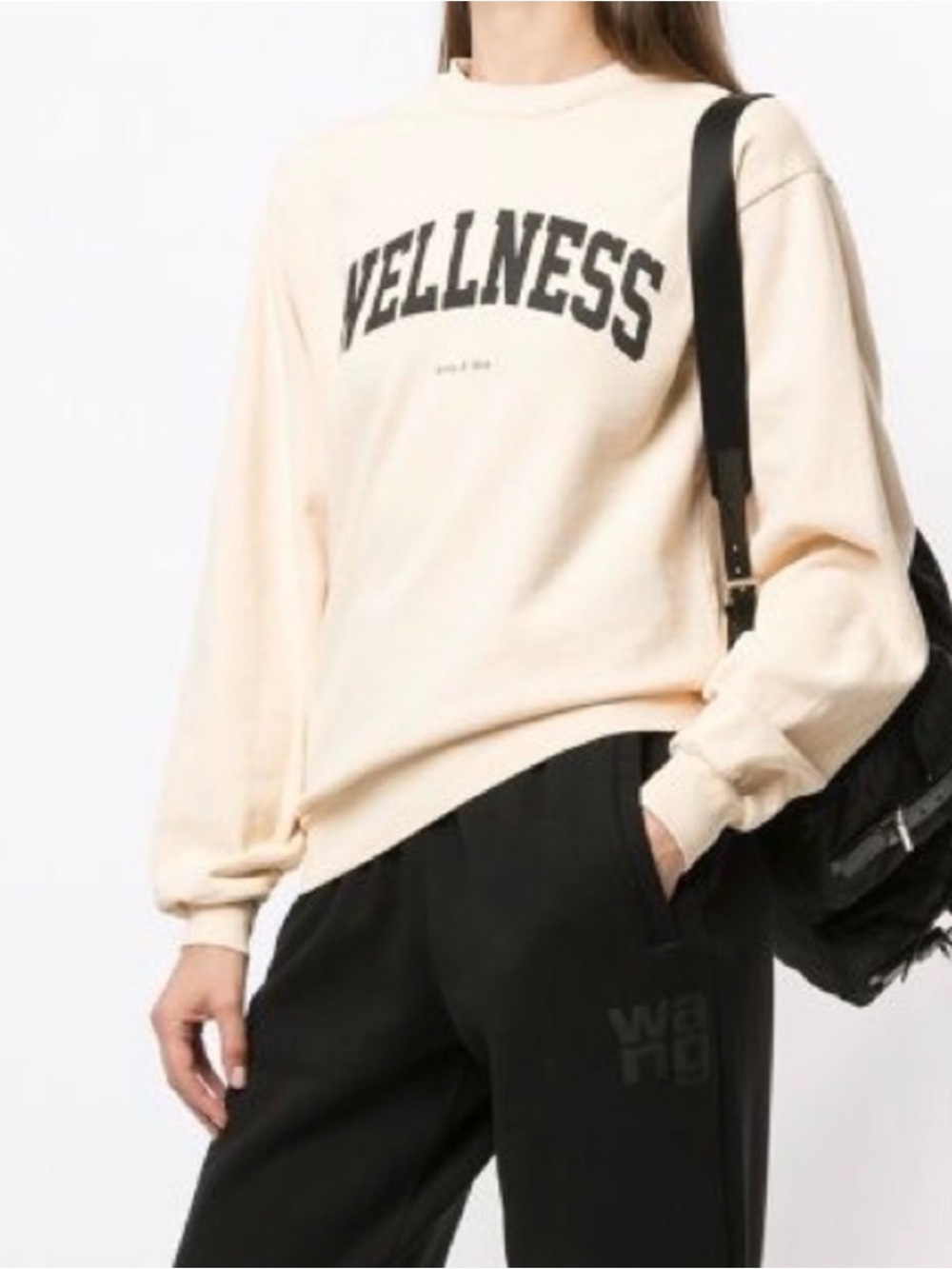 Sporty & Rich Wellness Pullover Sweatshirt Crew Neck Cream Women's Size Small